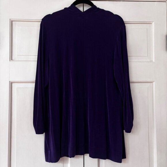 Chico's Size‎ 2 Royal Purple Open Front Cardigan Sweater Zip Sleeve Chicos Large - Picture 6 of 9